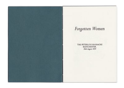 Forgotten Women: The Peterloo Massacre, title page